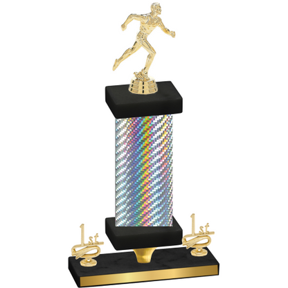 Premium Single Silver Carbon Fiber First Place Running Trophy