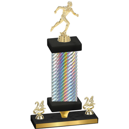 Premium Single Silver Carbon Fiber Year Running Trophy