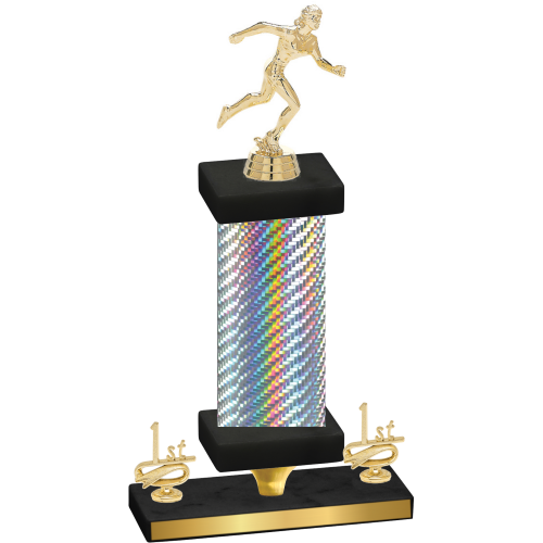 Premium Single Silver Carbon Fiber First Place Running Trophy