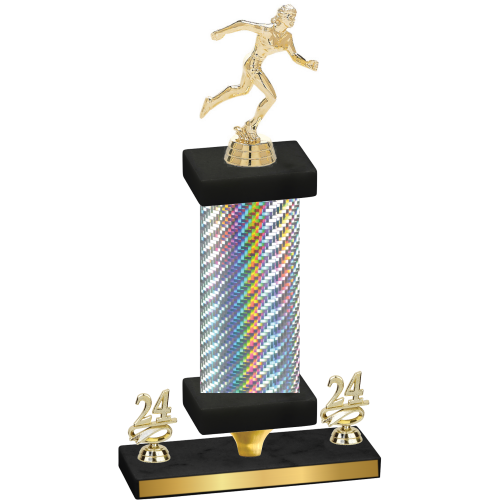 Premium Single Silver Carbon Fiber Year Running Trophy