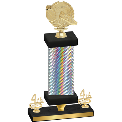 Premium Single Silver Carbon Fiber Fourth Place Running Trophy