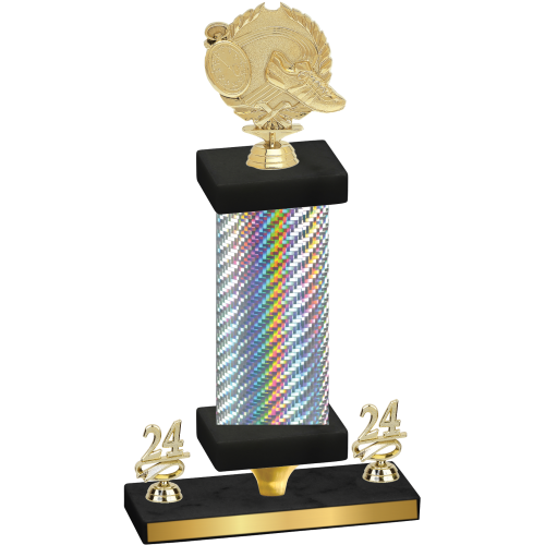 Premium Single Silver Carbon Fiber Year Running Trophy