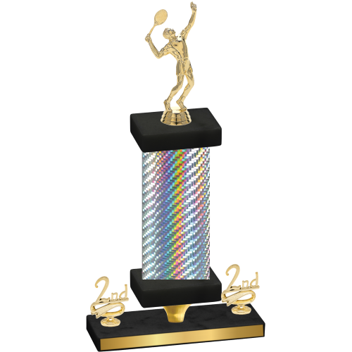 Premium Single Silver Carbon Fiber Second Place Tennis Trophy