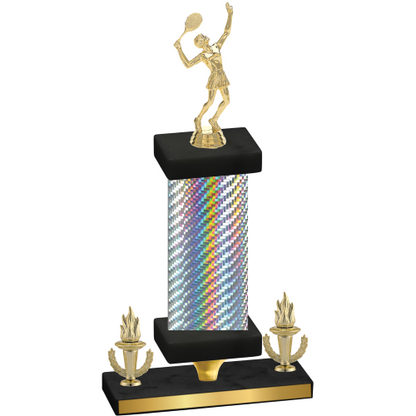 Premium Single Silver Carbon Fiber Victory Tennis Trophy