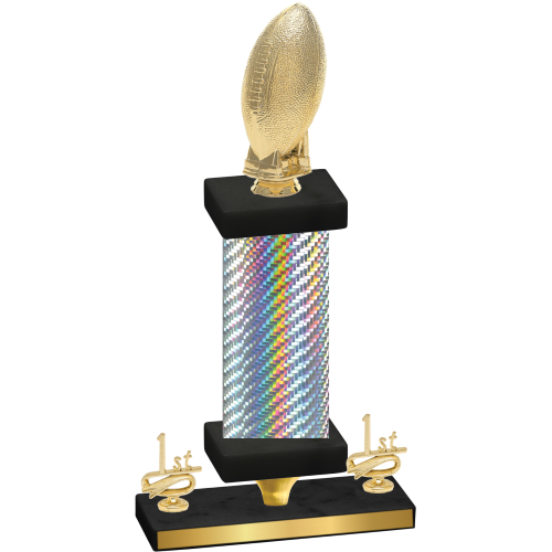 Premium Single Silver Carbon Fiber First Place Football Trophy