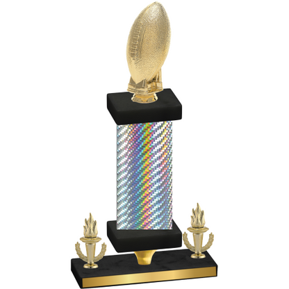 Premium Single Silver Carbon Fiber Victory Football Trophy