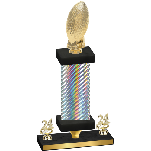 Premium Single Silver Carbon Fiber Year Football Trophy