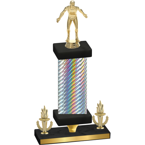 Premium Single Silver Carbon Fiber Victory Wrestling Trophy