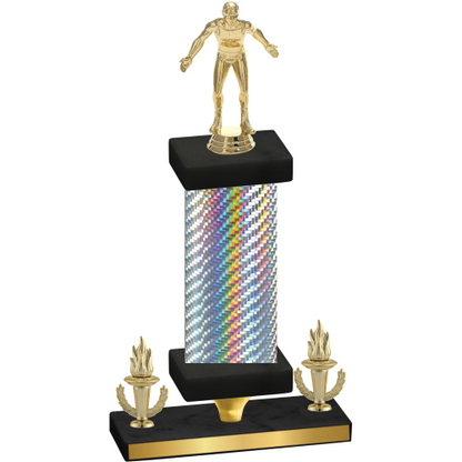 Premium Single Silver Carbon Fiber Victory Wrestling Trophy