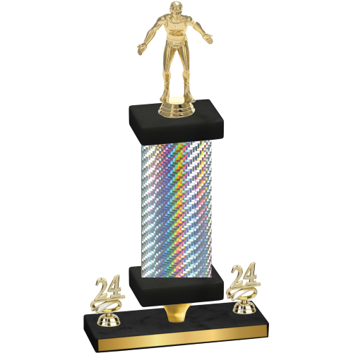 Premium Single Silver Carbon Fiber Year Wrestling Trophy