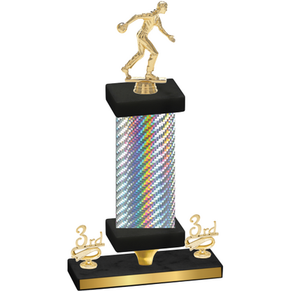 Premium Single Silver Carbon Fiber Third Place Bowling Trophy