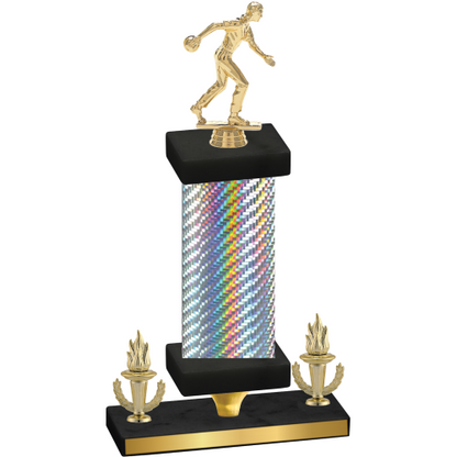 Premium Single Silver Carbon Fiber Victory Bowling Trophy