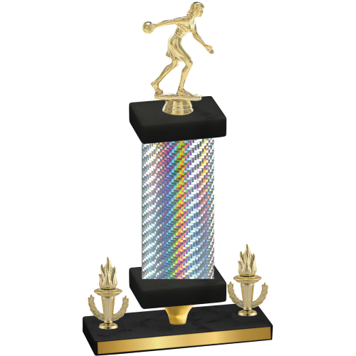 Premium Single Silver Carbon Fiber Victory Bowling Trophy