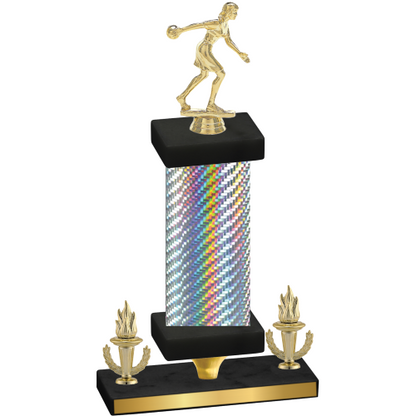 Premium Single Silver Carbon Fiber Victory Bowling Trophy