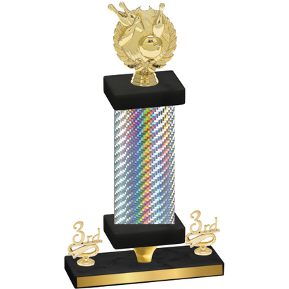 Premium Single Silver Carbon Fiber Third Place Bowling Trophy