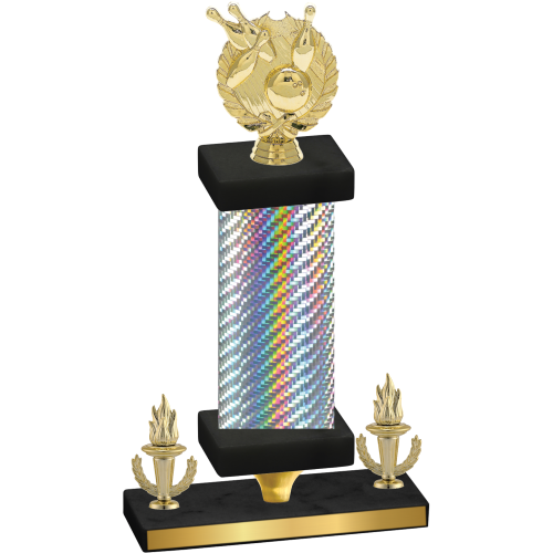 Premium Single Silver Carbon Fiber Victory Bowling Trophy