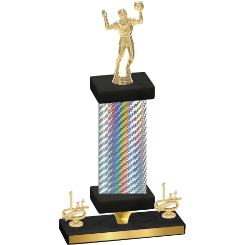 Premium Single Silver Carbon Fiber First Place Volleyball Trophy