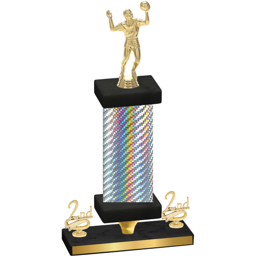 Premium Single Silver Carbon Fiber Second Place Volleyball Trophy