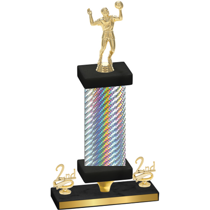 Premium Single Silver Carbon Fiber Second Place Volleyball Trophy