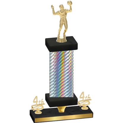 Premium Single Silver Carbon Fiber Fourth Place Volleyball Trophy