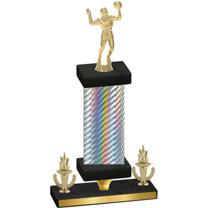 Premium Single Silver Carbon Fiber Victory Volleyball Trophy