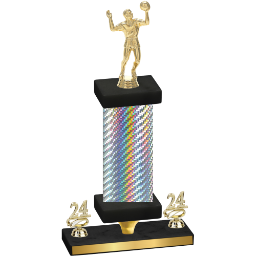 Premium Single Silver Carbon Fiber Year Volleyball Trophy