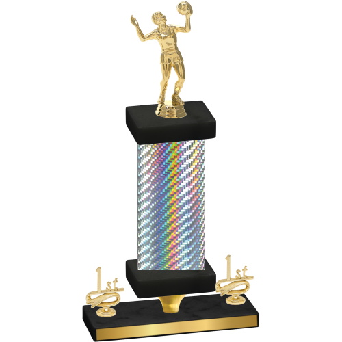 Premium Single Silver Carbon Fiber First Place Volleyball Trophy