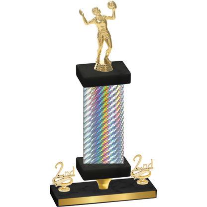 Premium Single Silver Carbon Fiber Second Place Volleyball Trophy