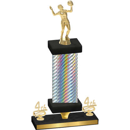 Premium Single Silver Carbon Fiber Fourth Place Volleyball Trophy