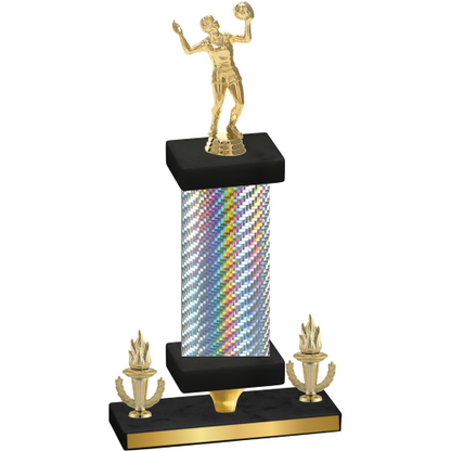 Premium Single Silver Carbon Fiber Victory Volleyball Trophy