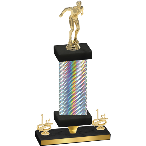 Premium Single Silver Carbon Fiber First Place Swimming Trophy