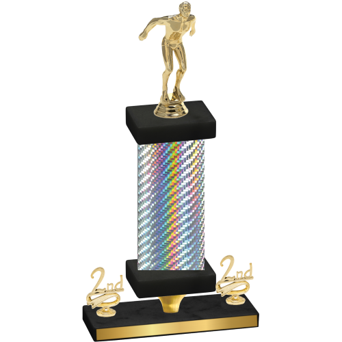 Premium Single Silver Carbon Fiber Second Place Swimming Trophy