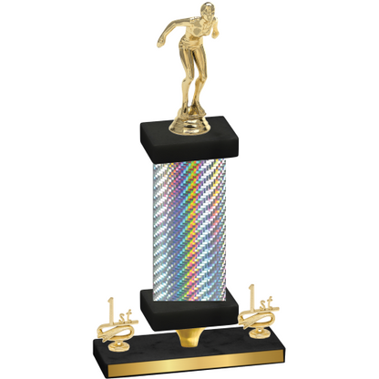 Premium Single Silver Carbon Fiber First Place Tennis Trophy