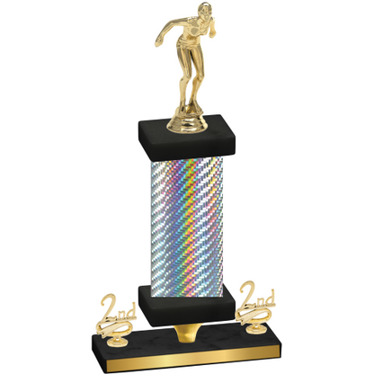 Premium Single Silver Carbon Fiber Second Place Tennis Trophy