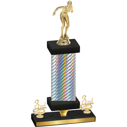 Premium Single Silver Carbon Fiber Third Place Tennis Trophy