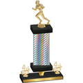 Premium Single Silver Carbon Fiber Fourth Place Football Trophy