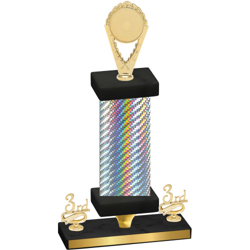 Premium Single Silver Carbon Fiber Third Place Insert Trophy