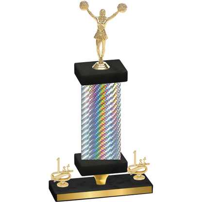 Premium Single Silver Carbon Fiber First Place Cheerleading Trophy