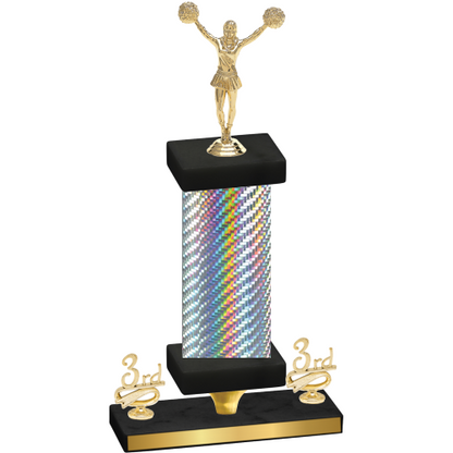 Premium Single Silver Carbon Fiber Third Place Cheerleading Trophy