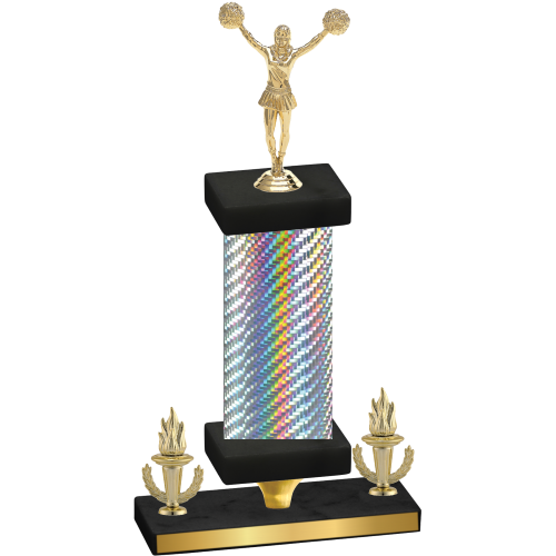 Premium Single Silver Carbon Fiber Victory Cheerleading Trophy