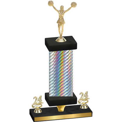 Premium Single Silver Carbon Fiber Year Cheerleading Trophy