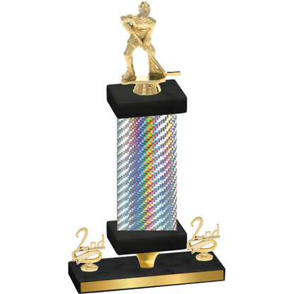 Premium Single Silver Carbon Fiber Second Place Hockey Trophy