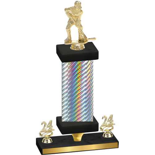 Premium Single Silver Carbon Fiber Year Hockey Trophy