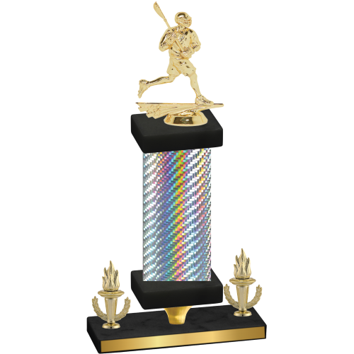 Premium Single Silver Carbon Fiber Victory Lacrosse Trophy