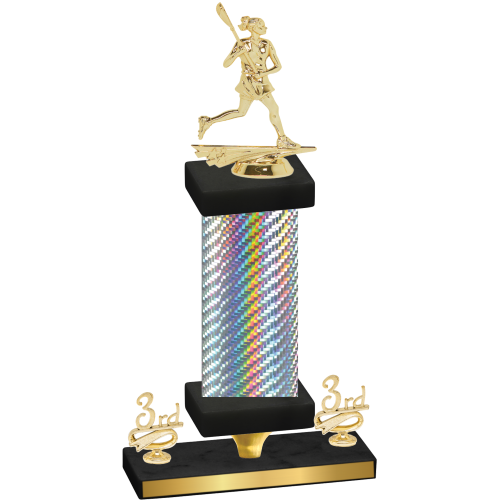 Premium Single Silver Carbon Fiber Third Place Lacrosse Trophy