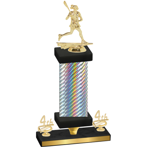 Premium Single Silver Carbon Fiber Fourth Place Lacrosse Trophy