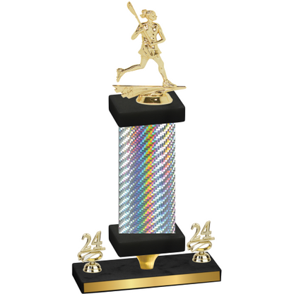 Premium Single Silver Carbon Fiber Year Lacrosse Trophy