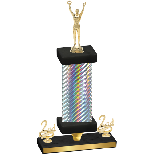 Premium Single Silver Carbon Fiber Second Place Victory Trophy