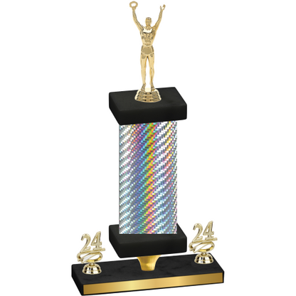 Premium Single Silver Carbon Fiber Year Victory Trophy