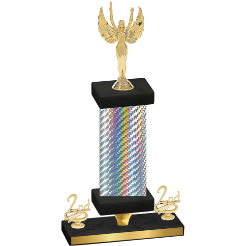 Premium Single Silver Carbon Fiber Second Place Victory Trophy